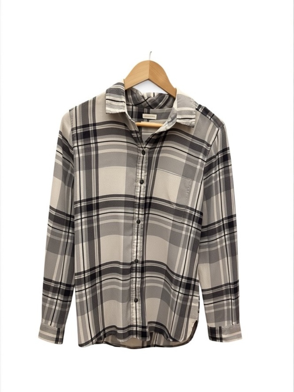 American Eagle Gray Plaid Flannel Button Down Shirt Oversized S